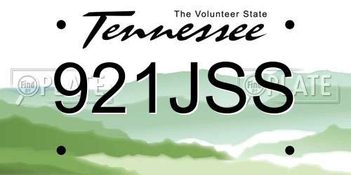921JSS Tennessee License Plate