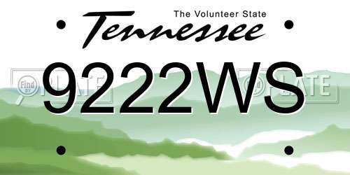 9222WS Tennessee License Plate