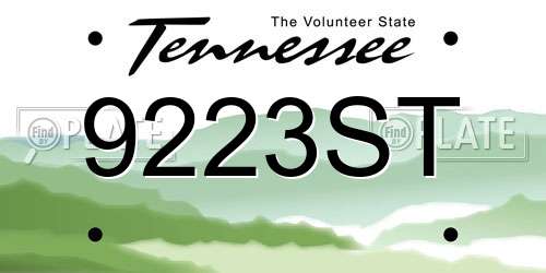 9223ST Tennessee License Plate