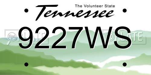 9227WS Tennessee License Plate