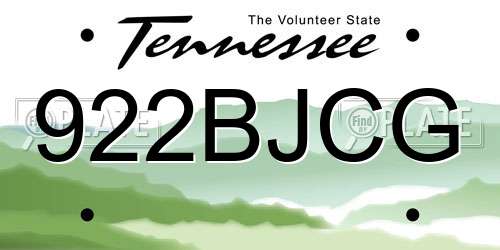 922BJCG Tennessee License Plate