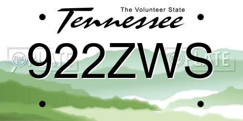 922ZWS Tennessee License Plate