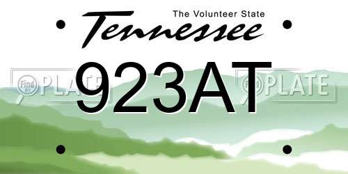 923AT Tennessee License Plate