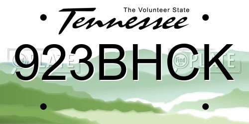 923BHCK Tennessee License Plate