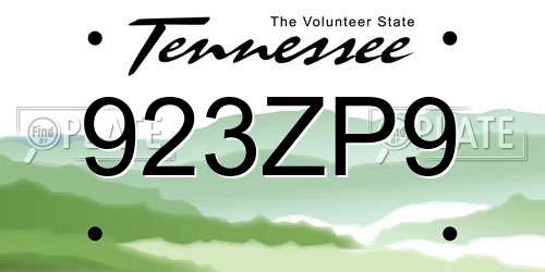 923ZP9 Tennessee License Plate