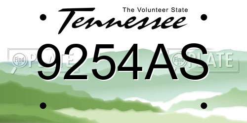 9254AS Tennessee License Plate