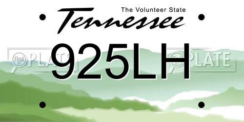 925LH Tennessee License Plate