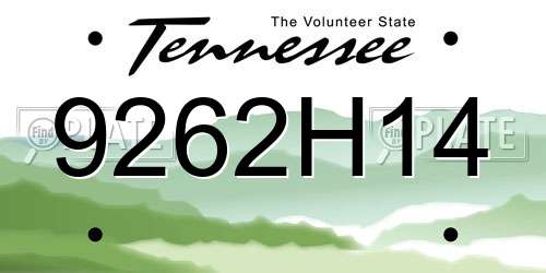 9262H14 Tennessee License Plate