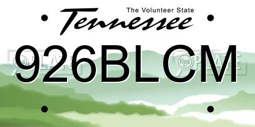926BLCM Tennessee License Plate