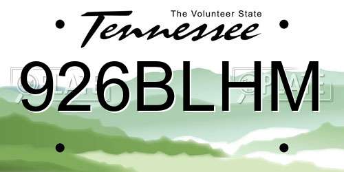 926BLHM Tennessee License Plate