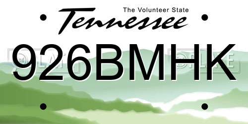 926BMHK Tennessee License Plate