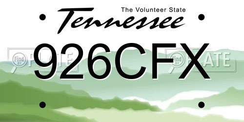 926CFX Tennessee License Plate