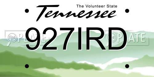 927IRD Tennessee License Plate