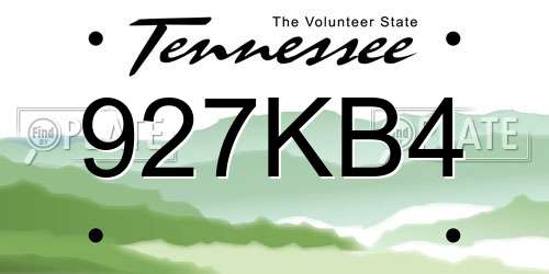 927KB4 Tennessee License Plate