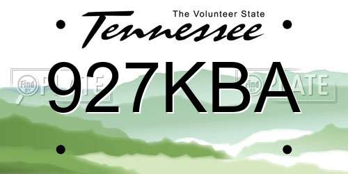 927KBA Tennessee License Plate