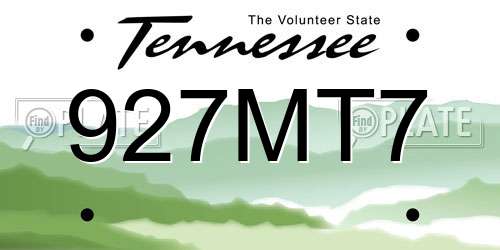 927MT7 Tennessee License Plate