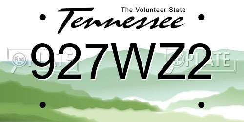 927WZ2 Tennessee License Plate