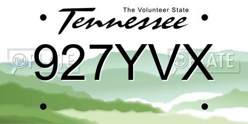 927YVX Tennessee License Plate