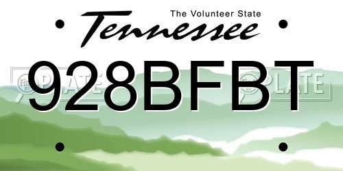 928BFBT Tennessee License Plate