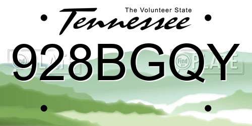 928BGQY Tennessee License Plate