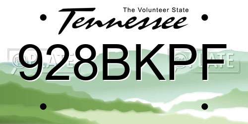 928BKPF Tennessee License Plate