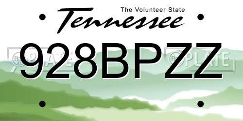 928BPZZ Tennessee License Plate