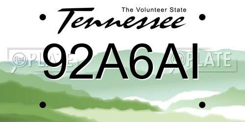 92A6AI Tennessee License Plate