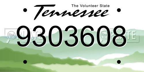 9303608 Tennessee License Plate