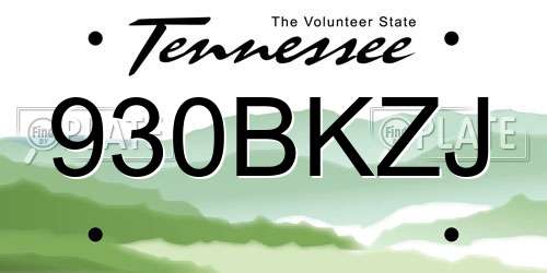 930BKZJ Tennessee License Plate