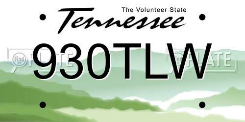 930TLW Tennessee License Plate