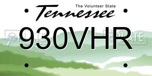 930VHR Tennessee License Plate
