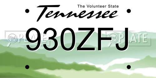 930ZFJ Tennessee License Plate