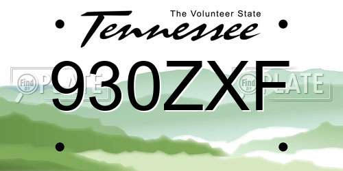930ZXF Tennessee License Plate