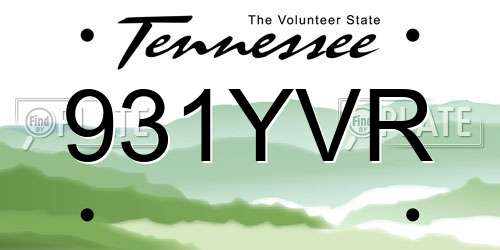 931YVR Tennessee License Plate