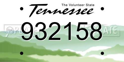 932158 Tennessee License Plate