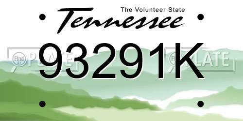 93291K Tennessee License Plate