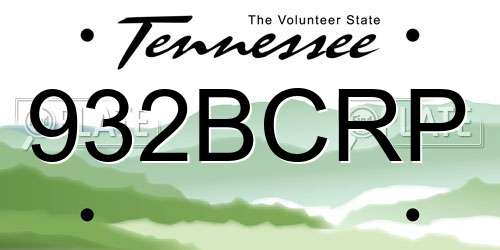 932BCRP Tennessee License Plate