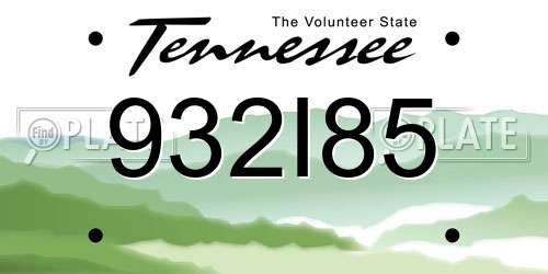 932I85 Tennessee License Plate