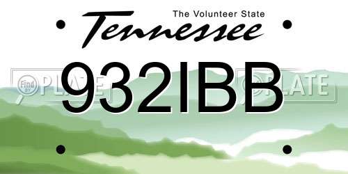 932IBB Tennessee License Plate