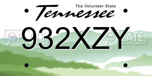 932XZY Tennessee License Plate