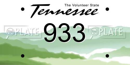 933 Tennessee License Plate
