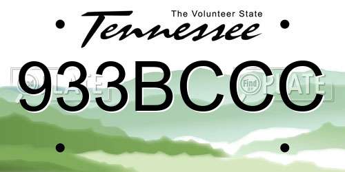 933BCCC Tennessee License Plate