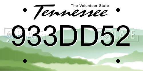 933DD52 Tennessee License Plate
