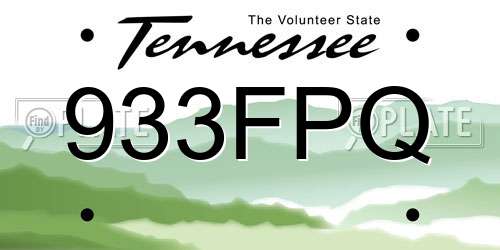933FPQ Tennessee License Plate
