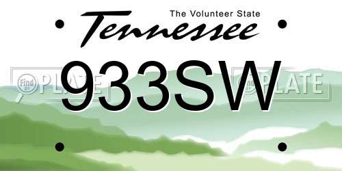 933SW Tennessee License Plate
