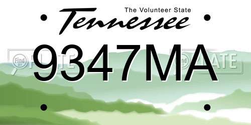 9347MA Tennessee License Plate