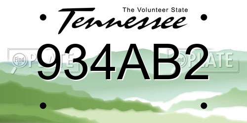 934AB2 Tennessee License Plate