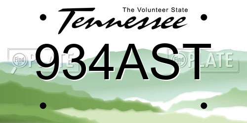 934AST Tennessee License Plate