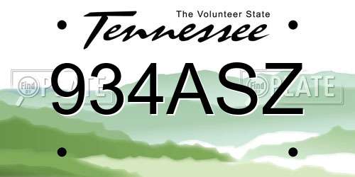 934ASZ Tennessee License Plate