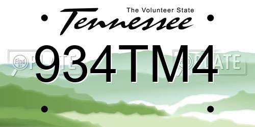 934TM4 Tennessee License Plate